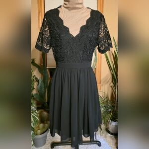 Lulu's Angel In Disguisel, Black, Lace Midi Dress
